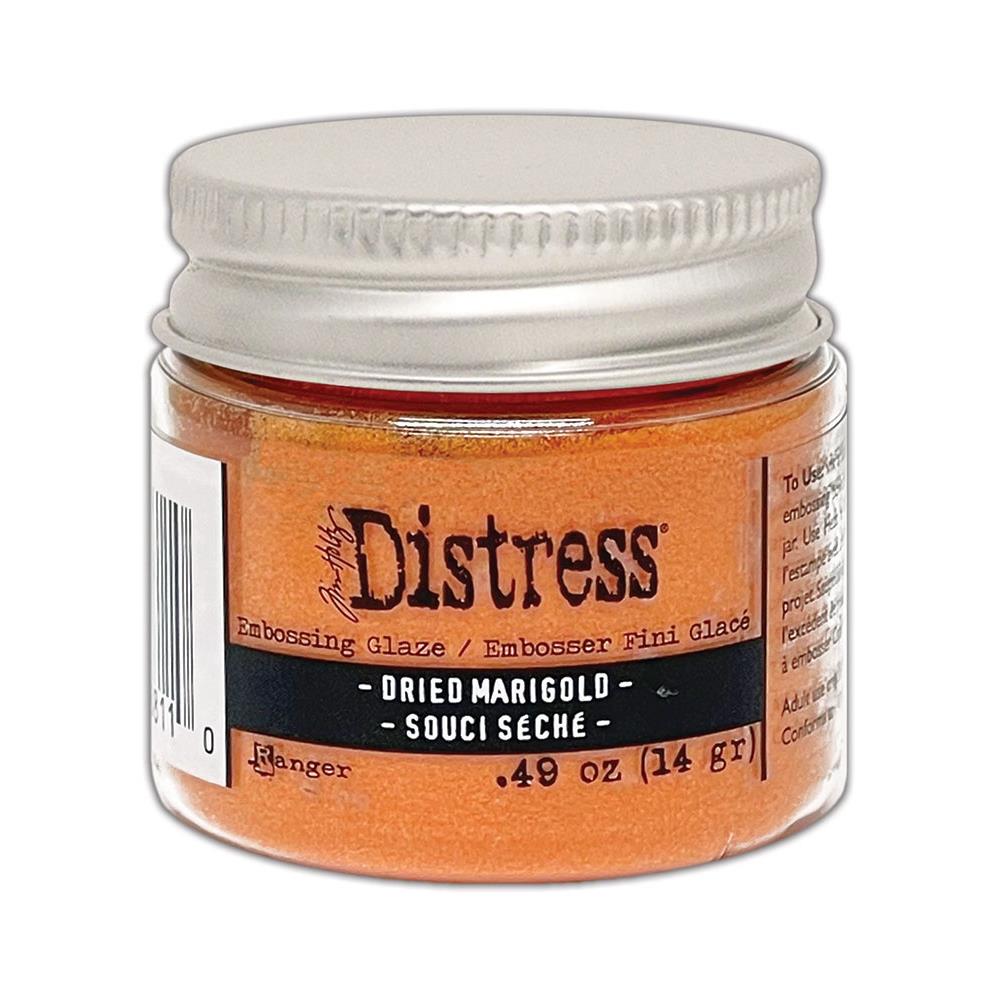 Tim Holtz - Distress Embossing Glaze - Dried Marigold. Add dimension to your projects with new embossing glaze! These translucent embossing powders are ideal for layering on surfaces. Available at Embellish Away located in Bowmanville Ontario Canada.