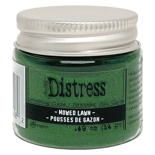 Tim Holtz - Distress Embossing Glaze - Mowed Lawn. Add dimension to your projects with new embossing glaze! These translucent embossing powders are ideal for layering on surfaces. Available at Embellish Away located in Bowmanville Ontario Canada.