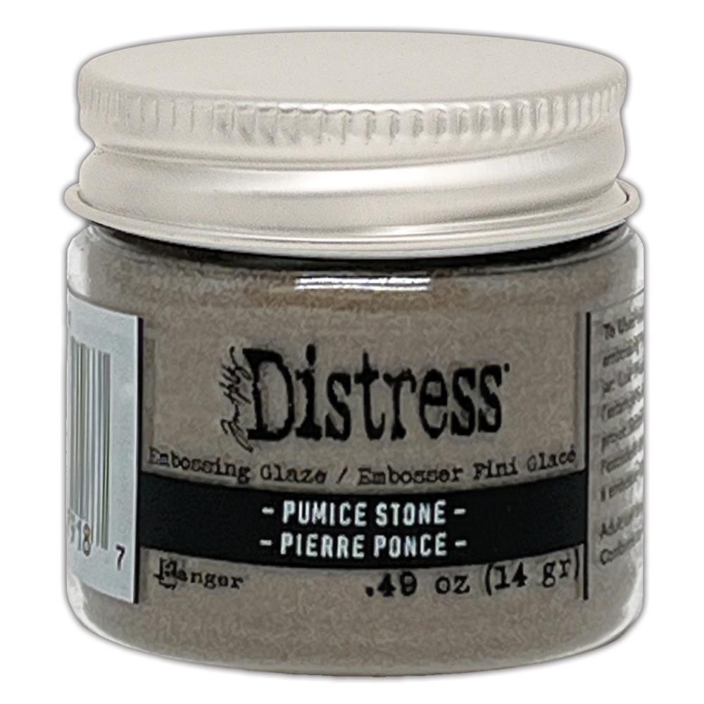 Tim Holtz - Distress Embossing Glaze - Pumice Stone. Add dimension to your projects with new embossing glaze! These translucent embossing powders are ideal for layering on surfaces. Available at Embellish Away located in Bowmanville Ontario Canada.