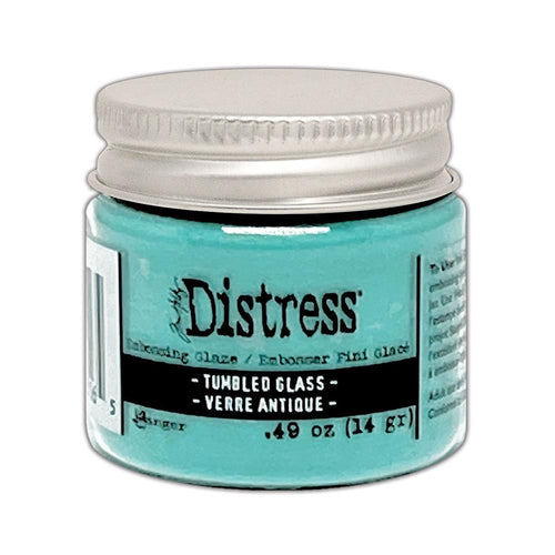 Tim Holtz - Distress Embossing Glaze - Tumbled Glass. Add dimension to your projects with new embossing glaze! These translucent embossing powders are ideal for layering on surfaces. Available at Embellish Away located in Bowmanville Ontario Canada.