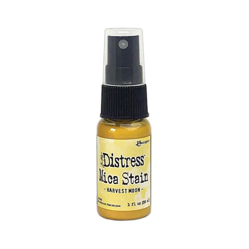 Tim Holtz - Distress Mica Stain - 1oz - Select from Drop Down. Tim Holtz Mica Stains add colorful, pearlescent shimmer to paper crafts or mixed media projects. Mica stains adhere to paper, canvas, wood, fabric and other porous surfaces. Available at Embellish Away located in Bowmanville Ontario Canada. Harvest Moon