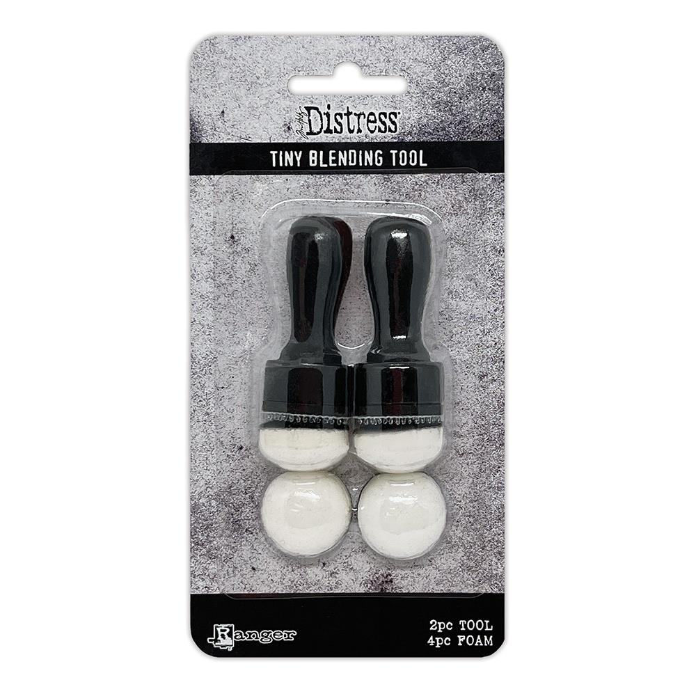 Tim Holtz - Distress Tiny Blending Tool - 2/Pkg. The Tim Holtz Distress Tiny Blending Tool features interchangeable foam tips ideal for applying inks and other mediums to smaller areas on your craft projects. Available at Embellish Away located in Bowmanville Ontario Canada.