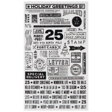 Load image into Gallery viewer, Tim Holtz - Idea-Ology - Remnant Rubs - 4.75&quot;X7.75&quot; - 2/Pkg - Christmas. Transfer this array of holiday greetings and words onto paper, glass or other hard surfaces. Available at Embellish Away located in Bowmanville Ontario Canada.

