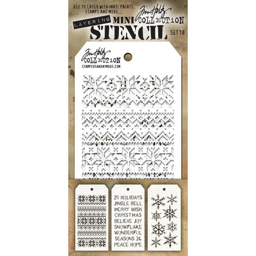 Tim Holtz - Mini Layering Stencil Set - #18 (3pc). Available at Embellish Away located in Bowmanville Ontario Canada.