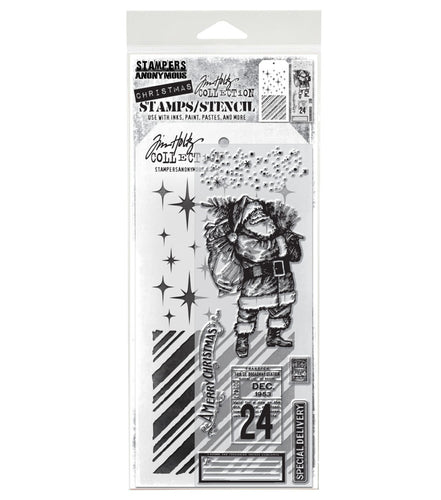 Tim Holtz - Mixed Media Clear Stamp & Stencil - #31. Available at Embellish Away located in Bowmanville Ontario Canada.