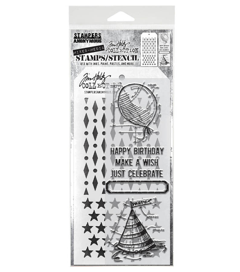 Tim Holtz - Mixed Media Clear Stamp & Stencil - #43. Available at Embellish Away located in Bowmanville Ontario Canada.