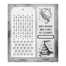 Load image into Gallery viewer, Tim Holtz - Mixed Media Clear Stamp &amp; Stencil - #43. Available at Embellish Away located in Bowmanville Ontario Canada.
