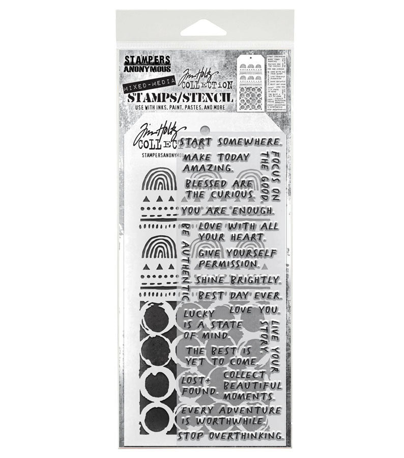 Tim Holtz - Mixed Media Clear Stamp & Stencil - #62. Available at Embellish Away located in Bowmanville Ontario Canada.