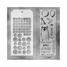 Load image into Gallery viewer, Tim Holtz - Mixed Media Clear Stamp &amp; Stencil - #9. Available at Embellish Away located in Bowmanville Ontario Canada.

