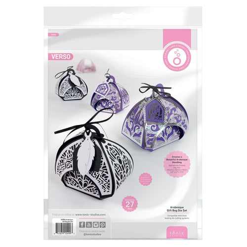 Tonic - Die Set - Arabesque Gift Bag. Craft sensational gift & treat boxes, interactive cards and more with the Dimensions range of three-dimensional dies! Available at Embellish Away located in Bowmanville Ontario Canada.