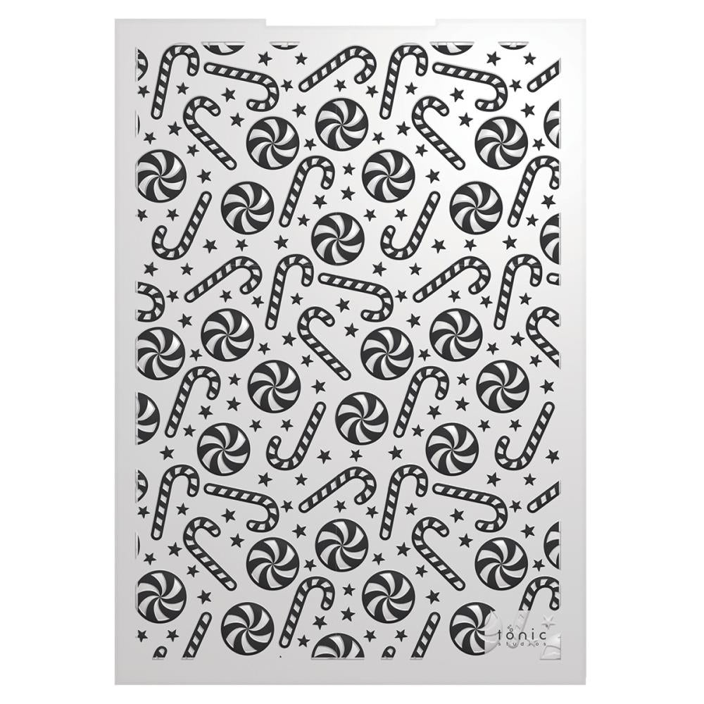 Tonic Studios - 3D Embossing Folder - A Candy Cane Christmas. Available at Embellish Away located in Bowmanville Ontario Canada.