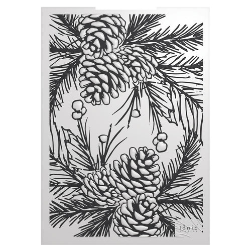 Tonic Studios - 3D Embossing Folder  - Pinecone Parade - Timeless Tidings.  Available at Embellish Away located in Bowmanville Ontario Canada.