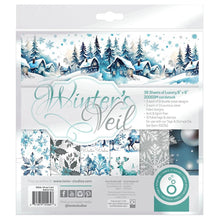 將圖片載入圖庫檢視器 Tonic Studios - Art Pad 8&quot;X8&quot; - Winter&#39;s Veil. This winter wonderland blue, silvery grey and white creates a serene holiday background. Includes 36 luxury sheets (3 of each double sided); acid and linen free. Available at Embellish Away located in Bowmanville Ontario Canada.
