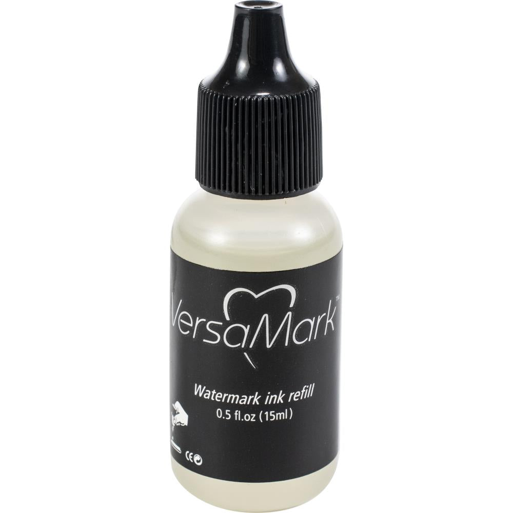 VersaMark - Watermark Ink Refill .5oz - Clear. For re-inking a VersaMark Watermark stamp pad (not included). This package contains 0.5fl oz of clear VersaMark ink. Conforms to ASTM D4236 and F963-96a. Imported. Available at Embellish Away located in Bowmanville Ontario Canada.