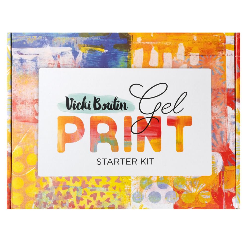 Vicki Boutin - Mixed Media - Gel Plate Starter Kit - 71 Pieces. The user-friendly Gel Press plate makes printmaking accessible to everyone. Simply apply paint, press, and reveal your creations effortlessly. Available at Embellish Away located in Bowmanville Ontario Canada.