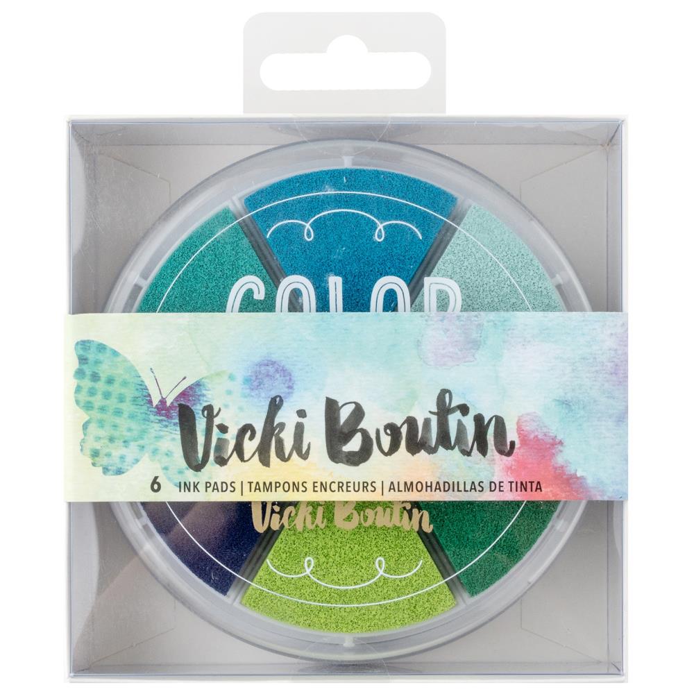 Vicki Boutin - Mixed Media - Ink Stamp Pads - 6/Pkg - Cool. Bring your project to life with colored stamp pads! Simply detach the removable color wedge of your choice and start stamping! Available at Embellish Away located in Bowmanville Ontario Canada.