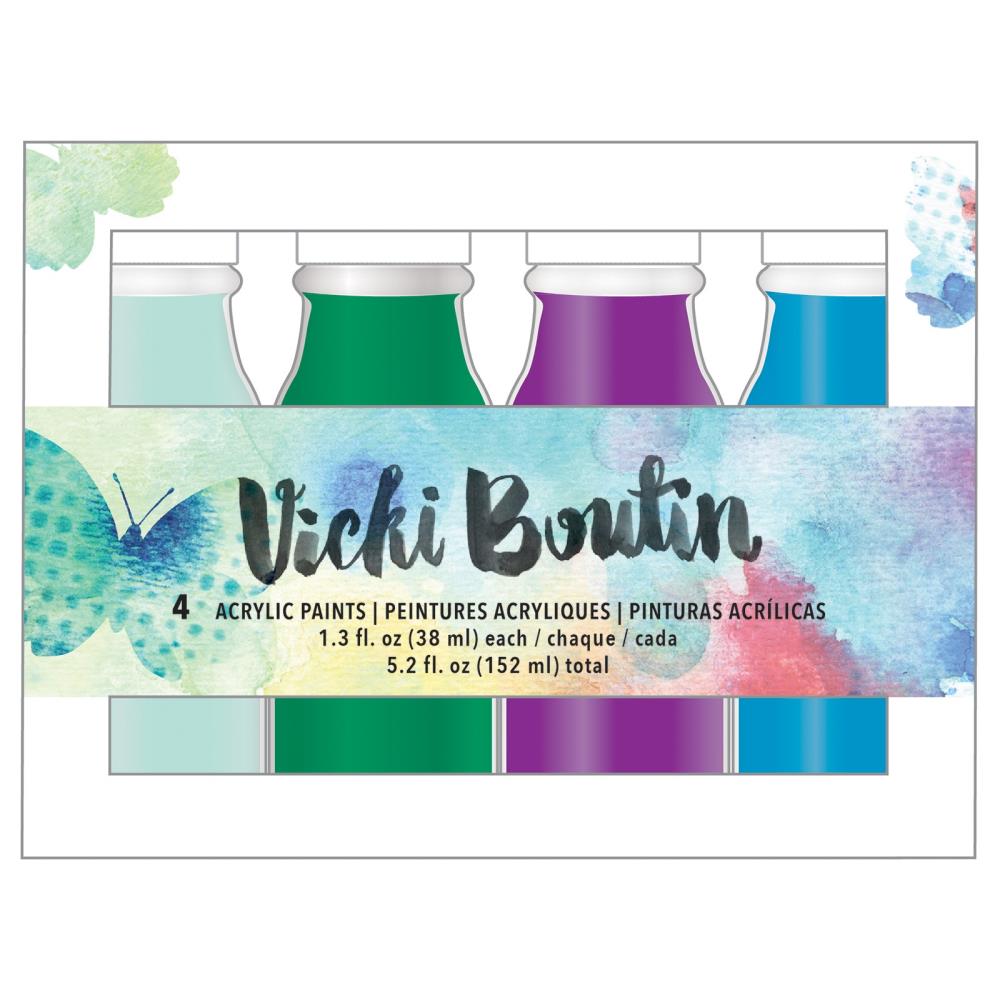 Vicki Boutin - Mixed Media Acrylic Paint - 4/Pkg - Set 2. American Crafts-Vicki Boutin Mixed Media Acrylic Paint. This package contains four 1.4oz containers of acrylic paint in assorted colors. Available at Embellish Away located in Bowmanville Ontario Canada.