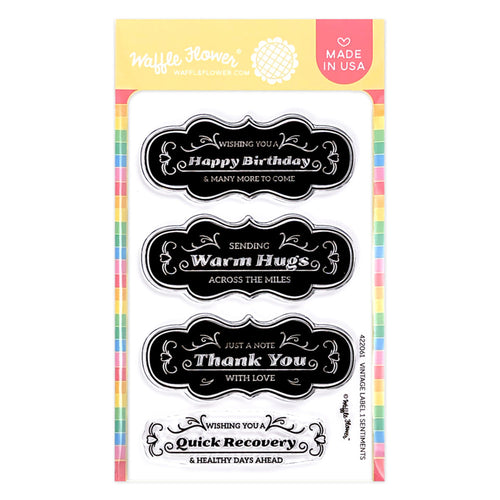 Waffle Flower - Stencil - Vintage Label 1. Available at Embellish Away in Bowmanville Ontario Canada.