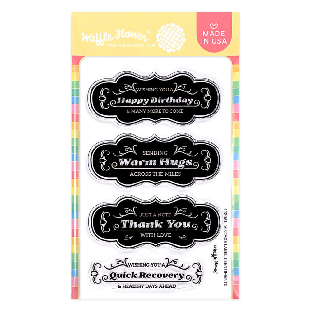 Waffle Flower - Stencil - Vintage Label 1. Available at Embellish Away in Bowmanville Ontario Canada.