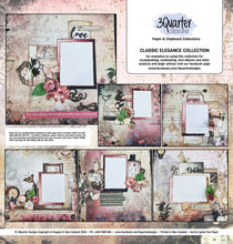Cargar imagen en el visor de la galería, 3Quarter Designs - Classic Elegance Collection. We have included on the back of each kit a series of photos showing a suggested scrapbooking ‘set of 6 layouts created from that particular collection – up to a 3/4 finished stage (thus the name).Available at Embellish Away located in Bowmanville Ontario Canada.
