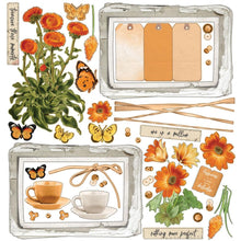Charger l&#39;image dans la galerie, 49 And Market - Collection Pack 12&quot;X12&quot; - Vintage Artistry In Mango. This 12x12 inch collection pack includes a total of 4 sheets of double-sided papers (1 each of 4 designs) plus a total of 63 coordinating laser-cut elements. Made in USA. Available at Embellish Away located in Bowmanville Ontario Canada.
