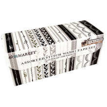 Charger l&#39;image dans la galerie, 49 And Market - Curators Washi Tape - Stitch Set 12/Rolls Assortment. Includes 12 rolls of assorted stitch washi tape in black, white and sage. Each roll is 10m long. Imported. Available at Embellish Away located in Bowmanville Ontario Canada.
