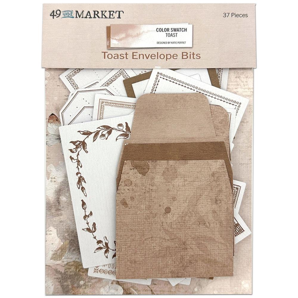 49 And Market - Envelope Bits - Color Swatch - Toast. The Envelope Bits set is an assortment of 37 various pieces. 31 die-cut labels and bits are printed on cardstock. Pack also includes 6 paper mini envelopes. Available at Embellish Away located in Bowmanville Ontario Canada.