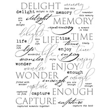 Load image into Gallery viewer, 49 And Market - Essential Rub-Ons 6&quot;X8&quot; - 2/Sheets - Defining Words 01. 2 sheets of rub-on transfers. Each sheet measures 6x8 inches and is loaded with elements that are perfect for mixing and matching with all your crafting projects. Available at Embellish Away located in Bowmanville Ontario Canada.
