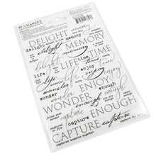Cargar imagen en el visor de la galería, 49 And Market - Essential Rub-Ons 6&quot;X8&quot; - 2/Sheets - Defining Words 01. 2 sheets of rub-on transfers. Each sheet measures 6x8 inches and is loaded with elements that are perfect for mixing and matching with all your crafting projects. Available at Embellish Away located in Bowmanville Ontario Canada.
