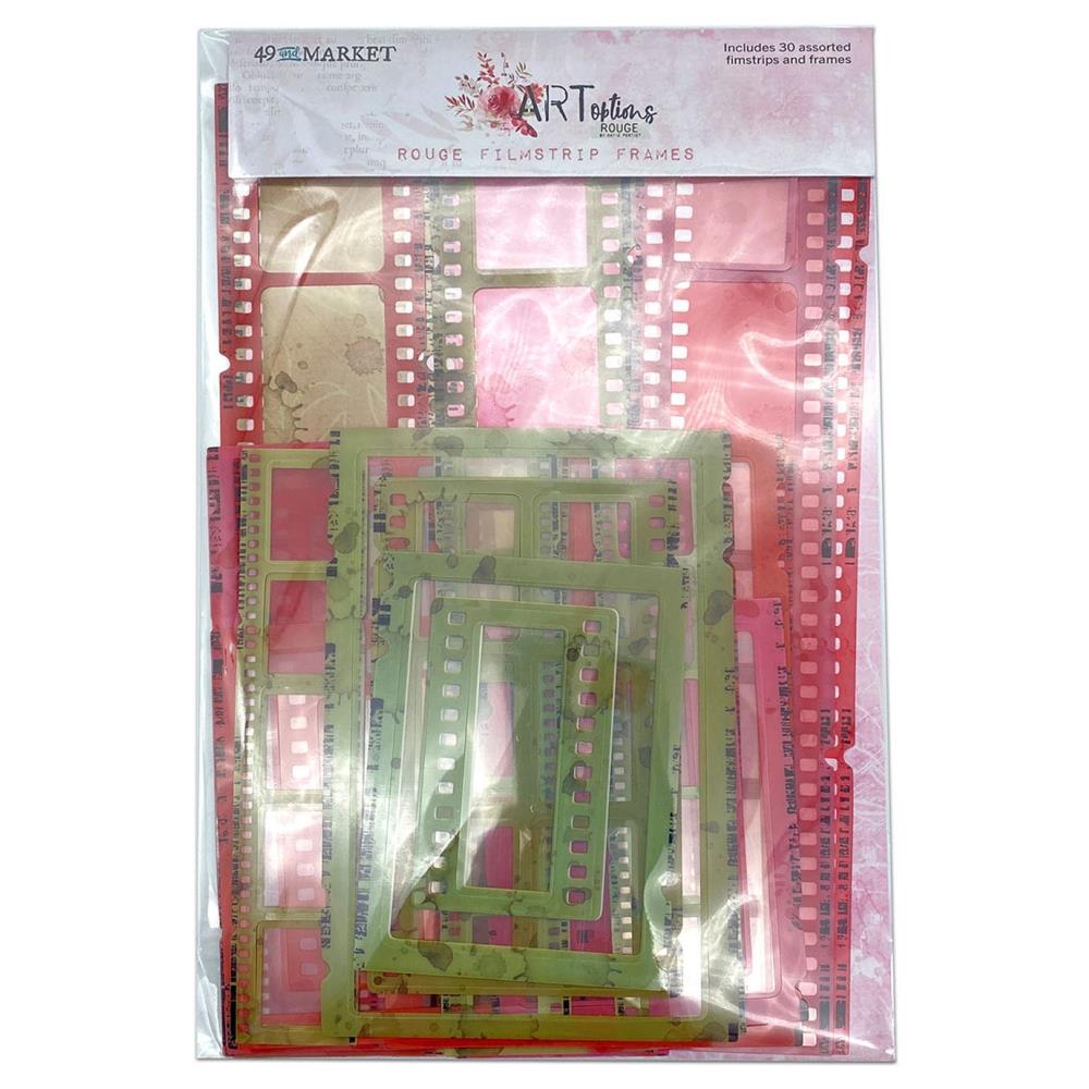 49 And Market - Filmstrip Frames - ARToptions Rouge. Each pack includes a total of 30 assorted frames and filmstrips which are printed on clear acetate. Available at Embellish Away located in Bowmanville Ontario Canada.