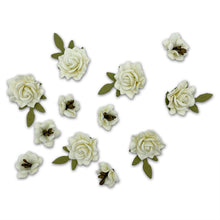 Load image into Gallery viewer, 49 And Market - Florets Paper Flowers - Cream. Pack includes 12 separate pieces. This pack of micro flowers range in size from approximately .5 to .875 inches. Some florals have tiny leaves attached. Flowers are handmade. Available at Embellish Away located in Bowmanville Ontario Canada.
