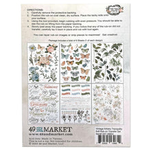 Load image into Gallery viewer, 49 And Market - Rub-Ons 6&quot;X8&quot; - 6/Sheets - Vintage Artistry Tranquility. 6 sheets of rub-on transfers. Each sheet measures 6x8 inches and is loaded with various watercolor images of florals, butterflies, splashes, edges, word art and more. Available at Embellish Away located in Bowmanville Ontario Canada.
