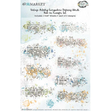 Cargar imagen en el visor de la galería, 49 And Market - Rub-Ons 6&quot;X8&quot; 2/Sheets - Defining Words - Vintage Artistry Everywhere. 2 sheets of rub-on transfers. Each sheet measures 6x8 inches and is loaded with definition watercolor splotches as well as a full sheet of icons, titles and more. Available at Embellish Away located in Bowmanville Ontario Canada.
