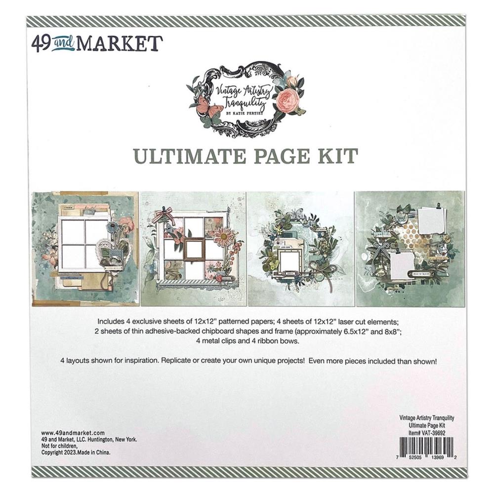 49 And Market - Ultimate Page Kit - Vintage Artistry Tranquility. Brand new Page Kits bring together exclusive elements and the style you have come to know and love from 49 and Market. Available at Embellish Away located in Bowmanville Ontario Canada.