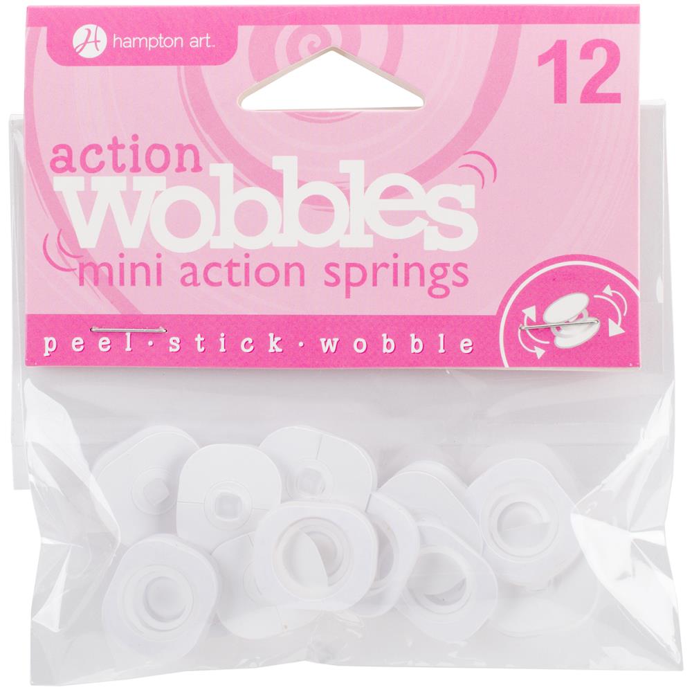 Action - Mini Wobble Spring - 12/Pkg. Action Wobble-Mini Wobble Spring. These plastic springs make it easy to create fun wobbly projects! This 4-1/4x4-1/4 inch package contains twelve self-adhesive mini wobble springs. Imported. Available at Embellish Away located in Bowmanville Ontario Canada.
