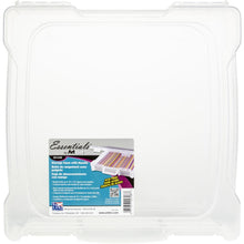 Load image into Gallery viewer, ArtBin - Essentials Box W/Handle-12&quot;X12&quot; - Translucent. This is a great place to store 12x12 inch scrapbooking papers and supplies. The hinged lid stays securely closed with 2 latches. A molded-in handle makes for easy carrying. Rounded edges prevent paper corners from damage. Slightly raised internal base allows for easier removal of contents. Molded in translucent clear, acid-free polypropylene. Stackable. This package contains one 12x12 inch translucent clear storage case with handle. Made in USA. Availa
