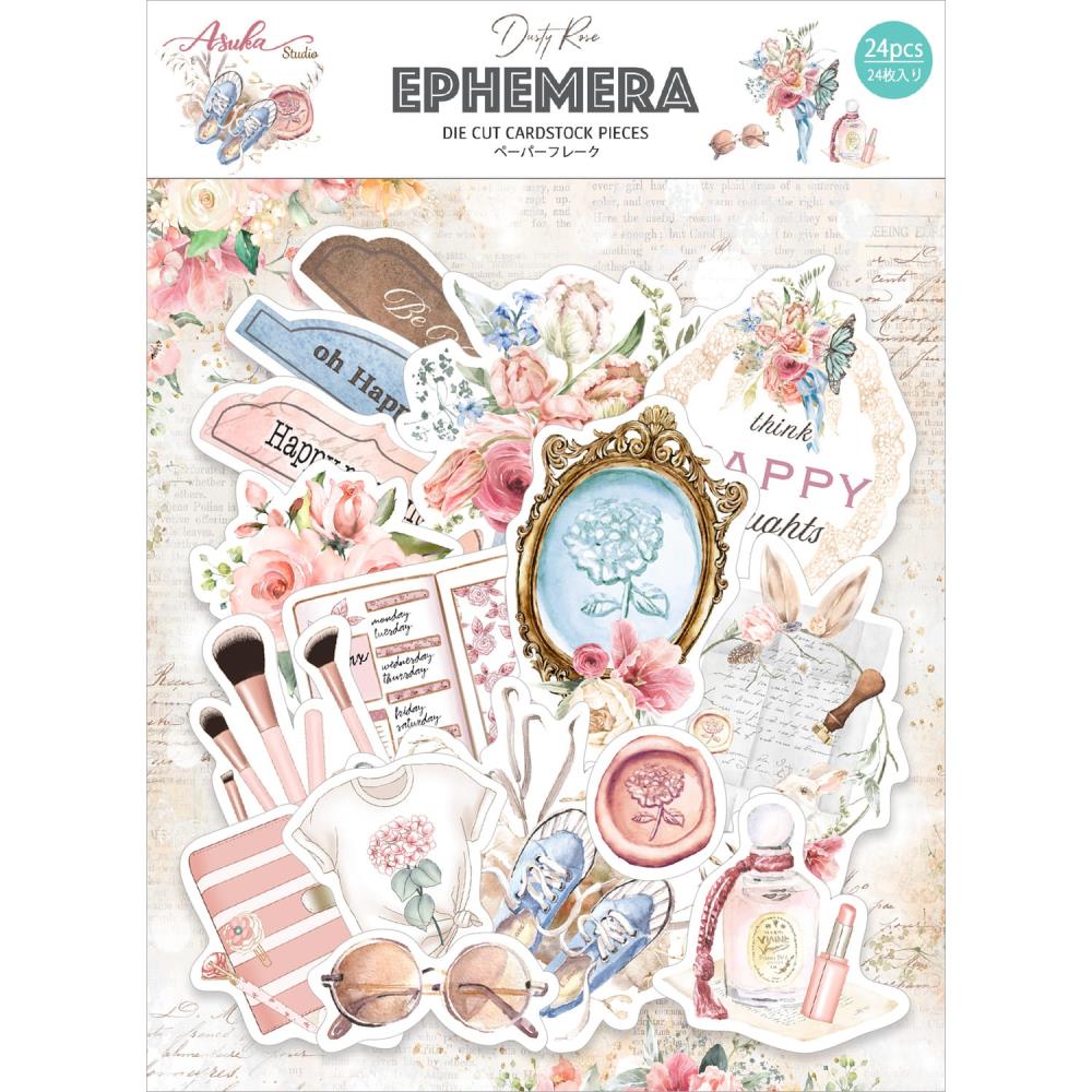 Asuka Studio - Ephemera Cardstock Die-Cuts - Dusty Rose. Embellishments can add whimsy, dimension, color and style to greeting cards, scrapbook pages, altered art, mixed media and more. Available at Embellish Away located in Bowmanville Ontario Canada.