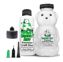 Load image into Gallery viewer, Bearly Art - Precision Craft Glue - The Bundle. 4 FL Oz, Tip Kit, Tip Cap, 11 FL Oz Bear Refill. CLEAR &amp; FAST-DRYING, MULTIPLE-SIZED TIPS, WRINKLE &amp; CLUMP RESISTANT, NON-TOXIC &amp; FREEZE/THAW STABLE. Available at Embellish Away located in Bowmanville Ontario Canada.
