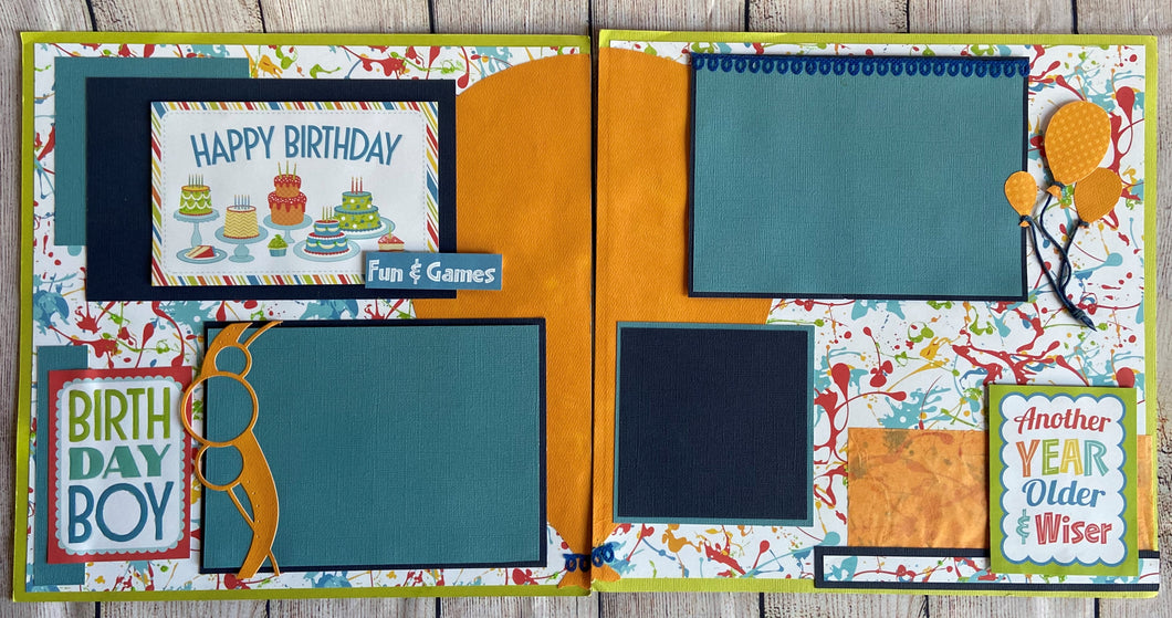 Birthday Boy Balloons 12X12 Double-Page Scrapbook Layout