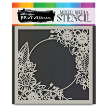 Cargar imagen en el visor de la galería, Brutus Monroe - Mixed Media Stencil - Floral Hoop. Made of a high quality plastic that will not wear down with use of a blending tool/sprays/inking. Designs can be used with large format pieces as well as small cards and the pattern will not be lost. Available at Embellish Away located in Bowmanville Ontario Canada.
