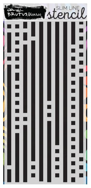 Brutus Monroe - Slim Line Stencil - Stripes and Squares. We love making slim line cards and we think you will too! We created these slim line stencils that fit perfectly over your slim line card size!  Stencil Measures:  4.5
