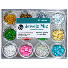 Charger l&#39;image dans la galerie, Buttons Galore - Jewelz Mix - Choose from a variety. 12 mini canisters of Jewelz in a 5X4 inch clear acrylic box. Each Jewelz Mix features 12 unique colors - 3.5 grams of each colors. Total 42 grams. Each set sold separately. Holiday. Available at Embellish Away located in Bowmanville Ontario Canada.
