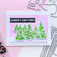 Charger l&#39;image dans la galerie, Catherine Pooler - Stamps - Evergreen Woods. Create your own Evergreen Woods with our 6x8 layering stamp set and coordinating Evergreen Woods Dies. This set contains multi-step stamps to &quot;build&quot; a forest of pine trees or an individual tree. The addition of the North Star stamp will bring added warmth to your winter scene or even make a nice holiday tree topper. Available at Embellish Away located in Bowmanville Ontario Canada. Card example made by brand ambassador.
