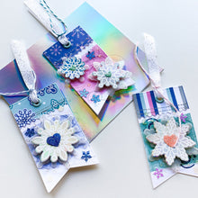 Load image into Gallery viewer, Catherine Pooler - Dies - Scrolling Snowflakes. Cut out the 8 (eight) different snowflakes from the Scrolling Snowflakes Stamp Set with these Scrolling Snowflakes Dies. Create layers and patterns with all of the different snowflakes. Available at Embellish Away located in Bowmanville Ontario Canada. Tags by brand ambassador.

