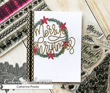 Load image into Gallery viewer, Catherine Pooler - Layered Word Dies - Merry Christmas. Use the thin die cut as a featured sentiment or layer up with a patterned or metallic paper behind for a bit of pop. Either way, this die will put the Merry in everyone&#39;s Christmas! Available at Embellish Away located in Bowmanville Ontario Canada. Card design by Catherine Pooler.
