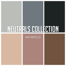 Load image into Gallery viewer, Catherine Pooler - Neutrals Ink Collection - Refills/Reinkers. The essential neutral ink colors that every crafter needs! Super deep, rich Black, Grey and Browns - the perfect shade of each. Midnight is the quintessential black and is an archival dye ink. Available at Embellish Away located Bowmanville Ontario Canada.
