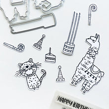 Charger l&#39;image dans la galerie, Catherine Pooler - Stamp &amp; Die Set - Birthday Fiesta. Feliz Cumpleaños! It&#39;s a Birthday Fiesta and the llama and Jaguar are ready to party! These Peruvian friends can blow out the candles and chop down on some cake. Available at Embellish Away located in Bowmanville Ontario Canada.
