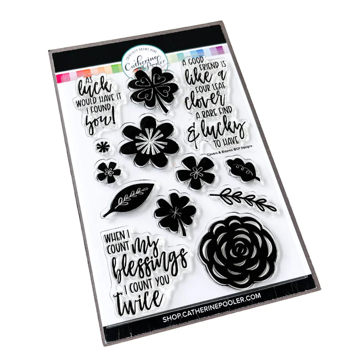 Catherine Pooler - Stamp & Dies Set - Clovers & Blooms. It's looking to be a lucky year! The Clovers & Blooms Stamp Set is an adorable floral set featuring a few shamrocks to mix in. Available at Embellish Away located in Bowmanville Ontario Canada.
