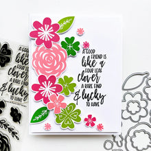 Cargar imagen en el visor de la galería, Catherine Pooler - Stamp &amp; Dies Set - Clovers &amp; Blooms. It&#39;s looking to be a lucky year! The Clovers &amp; Blooms Stamp Set is an adorable floral set featuring a few shamrocks to mix in. Available at Embellish Away located in Bowmanville Ontario Canada. Card example by brand ambassador.
