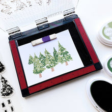 Load image into Gallery viewer, Catherine Pooler - Stamps - Evergreen Woods. Create your own Evergreen Woods with our 6x8 layering stamp set and coordinating Evergreen Woods Dies. This set contains multi-step stamps to &quot;build&quot; a forest of pine trees or an individual tree. The addition of the North Star stamp will bring added warmth to your winter scene or even make a nice holiday tree topper. Available at Embellish Away located in Bowmanville Ontario Canada.
